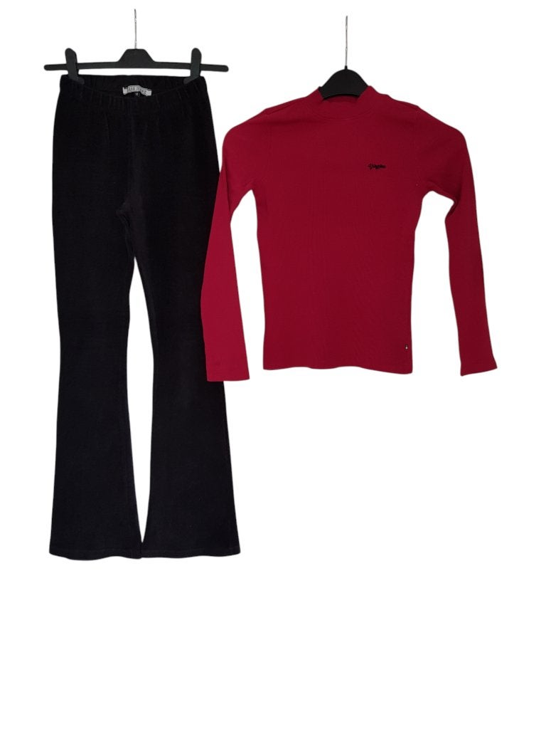 Mooie zwarte CARS flared velvet rib stretch pant mt 14/164., Broek, Zo goed als nieuw, Cars Jeans, Verzenden
