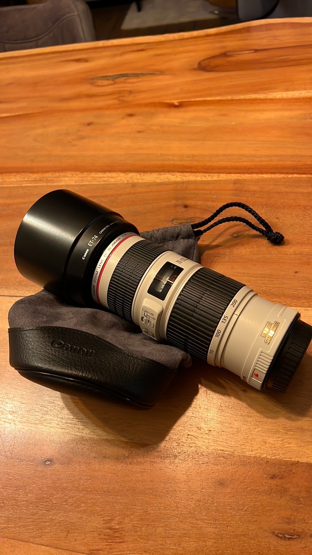 Canon Zoom Lens EF 70-200mm 1:4 L IS + tas + zonnekap, Ophalen, Canon, Autofocus, Telelens