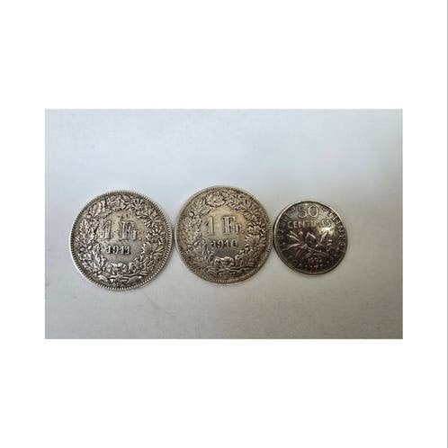 Zilveren munten set - Helvetia en Frankrijk, Postzegels en Munten, Verzenden, Frankrijk, Zilver