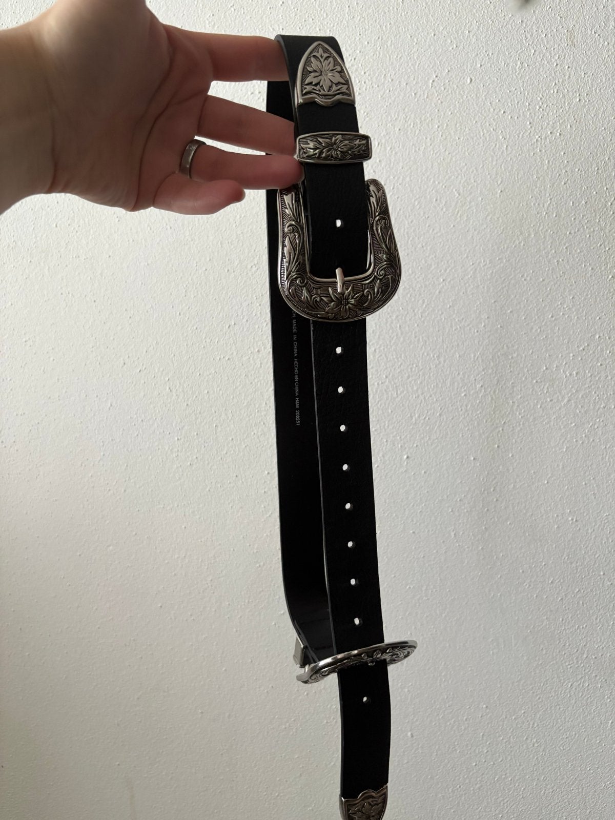 Zwarte riem met 2 gespen - 90cm, 80 tot 90 cm, 5 cm of meer, Zwart, Tailleriem