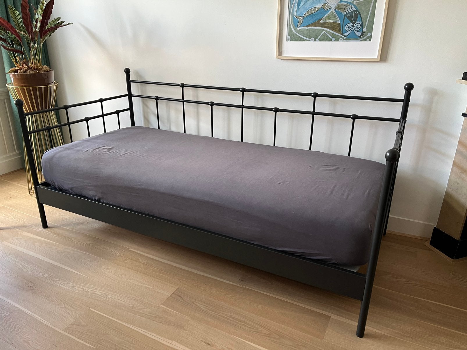 Eenpersoonsbed metaal antraciet met verstelbare lattenbodem, Verstelbaar, 90 cm, Eenpersoons, Ophalen of Verzenden