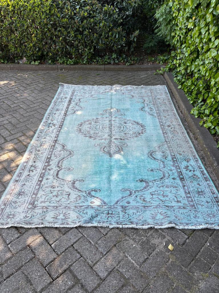 Mooie grote Kelim in Aquablauw, Huis en Inrichting, Stoffering | Tapijten en Kleden, Ophalen, Blauw, Boho, 200 cm of meer