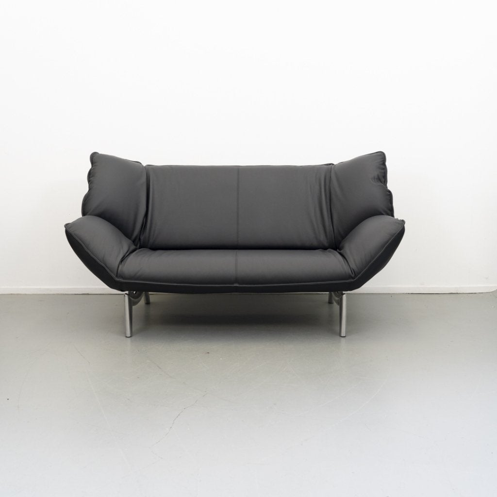 2x Leolux Tango 2-zits/192cm Bank Zwart Leer - Gepolijst, Niet ingevuld, Niet ingevuld, 125 cm of meer, Zo goed als nieuw