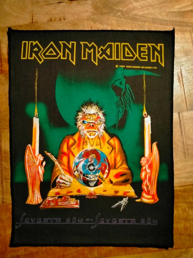 Iron Maiden Seventh Son 1988 vintage backpatch back patch, Ophalen of Verzenden, Zo goed als nieuw, Kleding