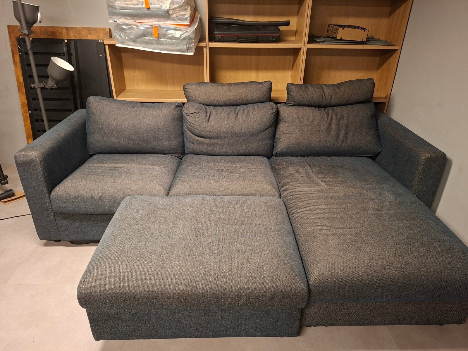 VIMLE 3-zitsbank /chaise longue /Voetenbank met bergruimte, Ophalen, Gebruikt, Stof
