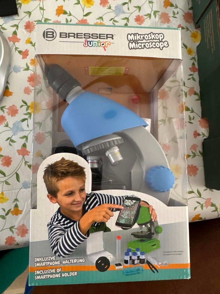 Bresser Junior Microscoop - Blauw (2 stuks), Audio, Tv en Foto, Optische apparatuur | Microscopen, Ophalen of Verzenden, Zo goed als nieuw