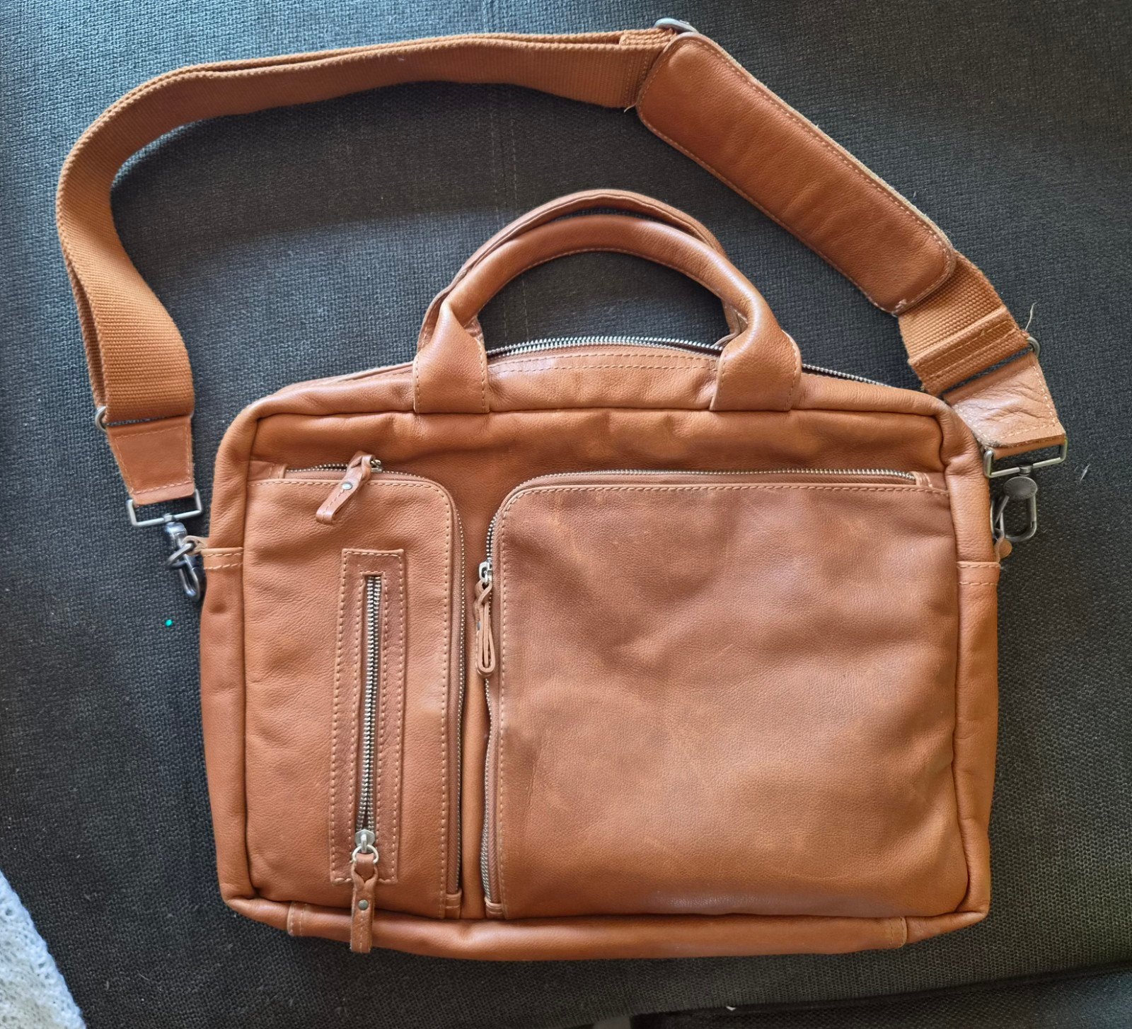 Leren kantoortas (laptop) Amsterdam Cowboys Cognac, Overige merken, Gebruikt, Bruin, Ophalen of Verzenden