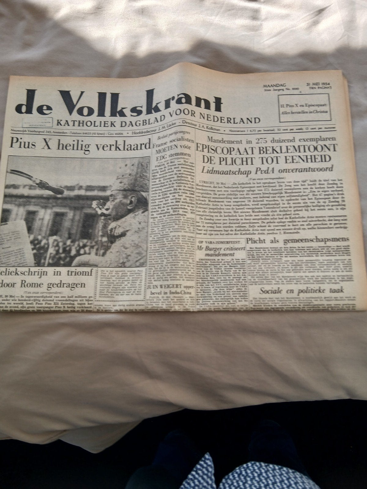 De Volkskrant - 31 mei 1954 - Historisch Archief, Boeken, Ophalen of Verzenden, Gelezen, Krant