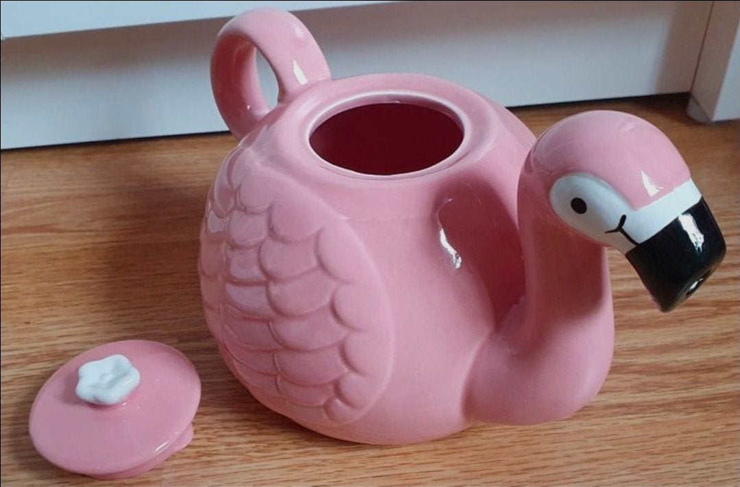 Roze Flamingo Theepot Xenos - Uniek en Decoratief, Theepot/fluitketel, Ophalen of Verzenden, Zo goed als nieuw, Roze