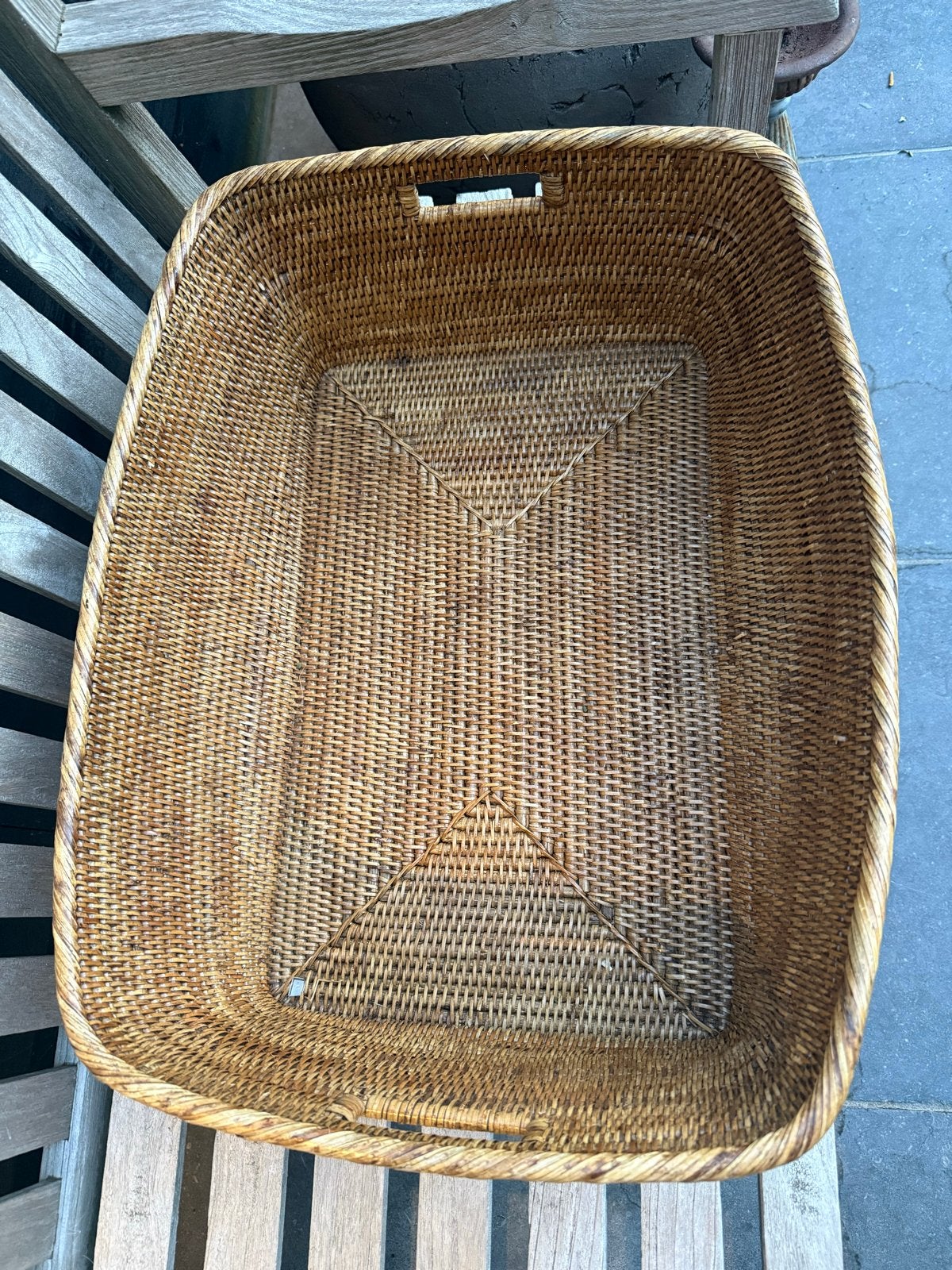 Rotan mand en dienblad set - Handgemaakt en gevlochten, Gevlochten, Mand, Ophalen of Verzenden, Zo goed als nieuw