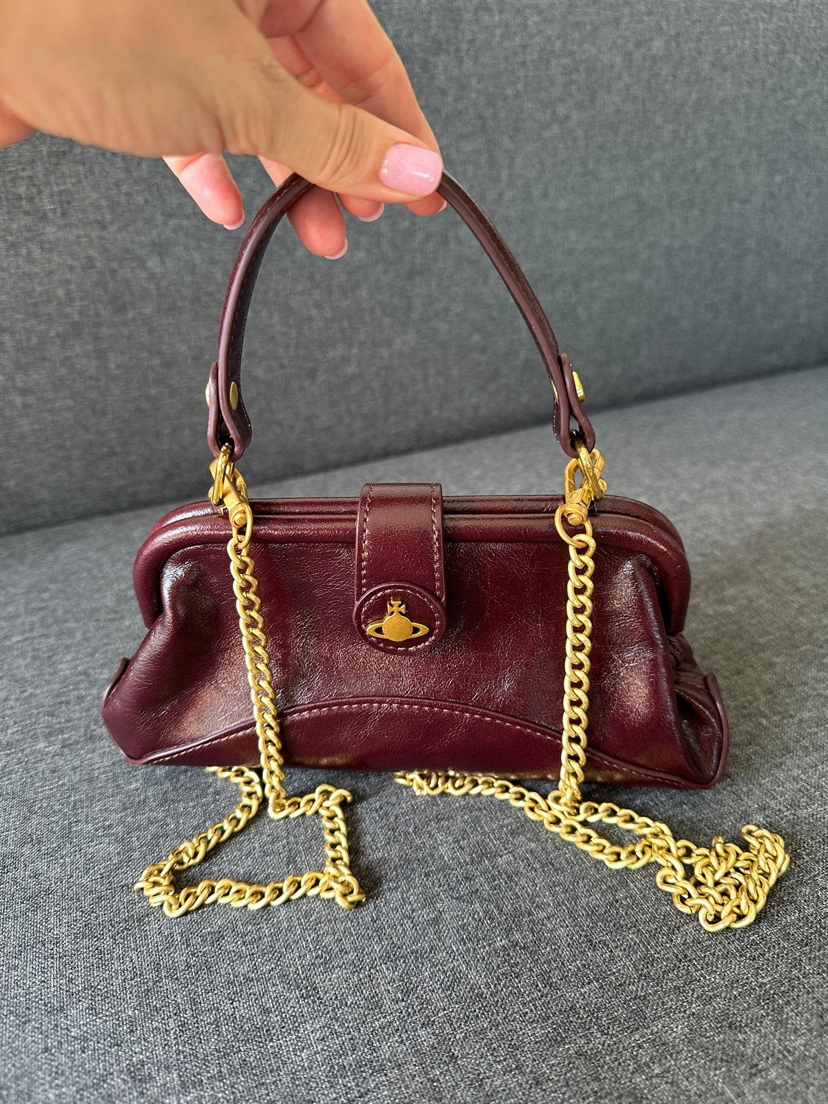 Vivienne Westwood Schoudertas - Bordeauxrood Leer, Overige merken, Ophalen of Verzenden, Zo goed als nieuw, Leer