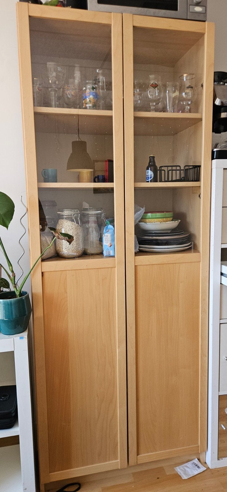 IKEA Servieskast met 6 planken - Licht hout, Ophalen, Met deur(en), 200 cm of meer, 50 tot 100 cm