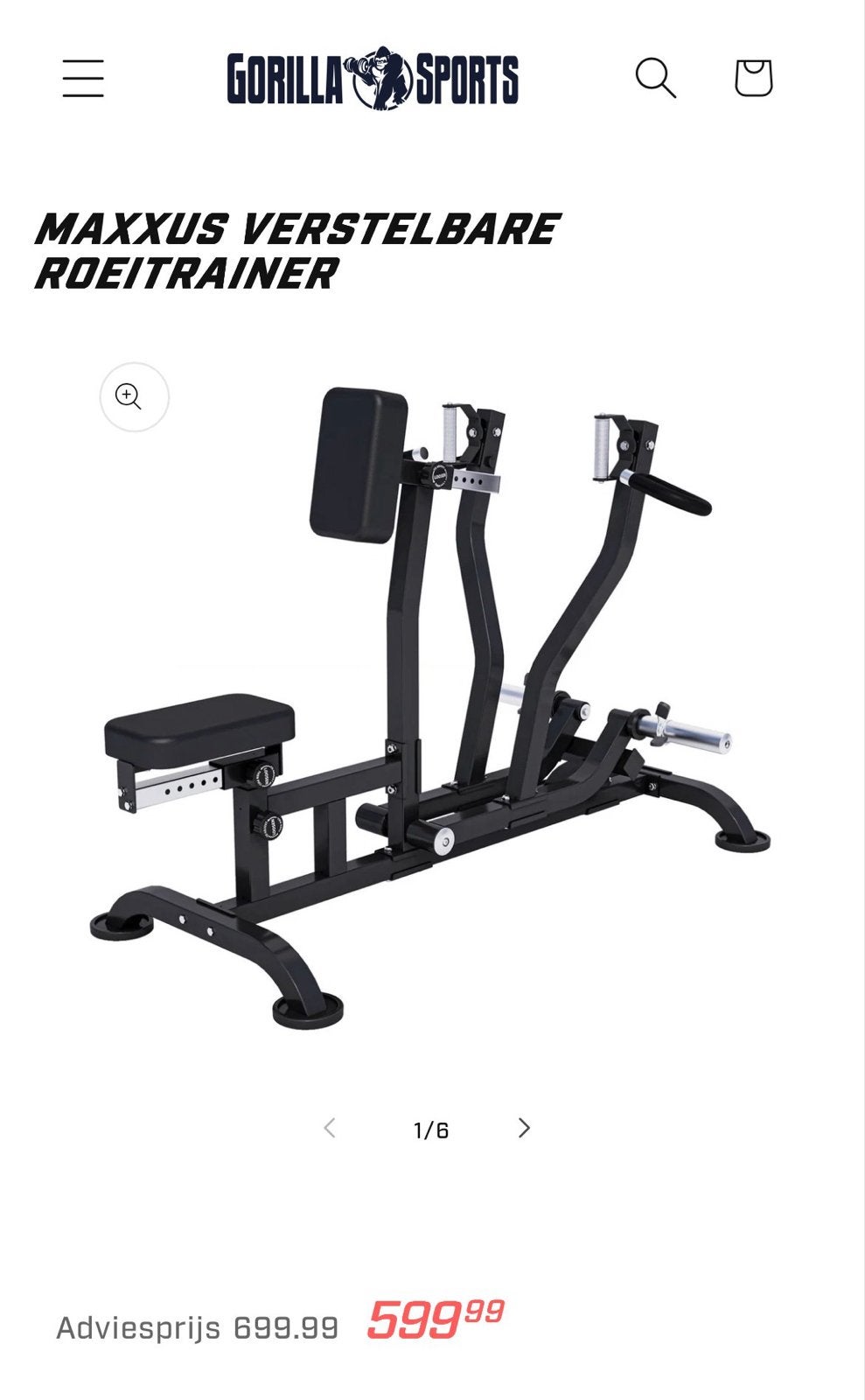 Maxxus Verstelbare Roeitrainer - Krachtstation, Sport en Fitness, Ophalen, Metaal, Roeitrainer, Armen