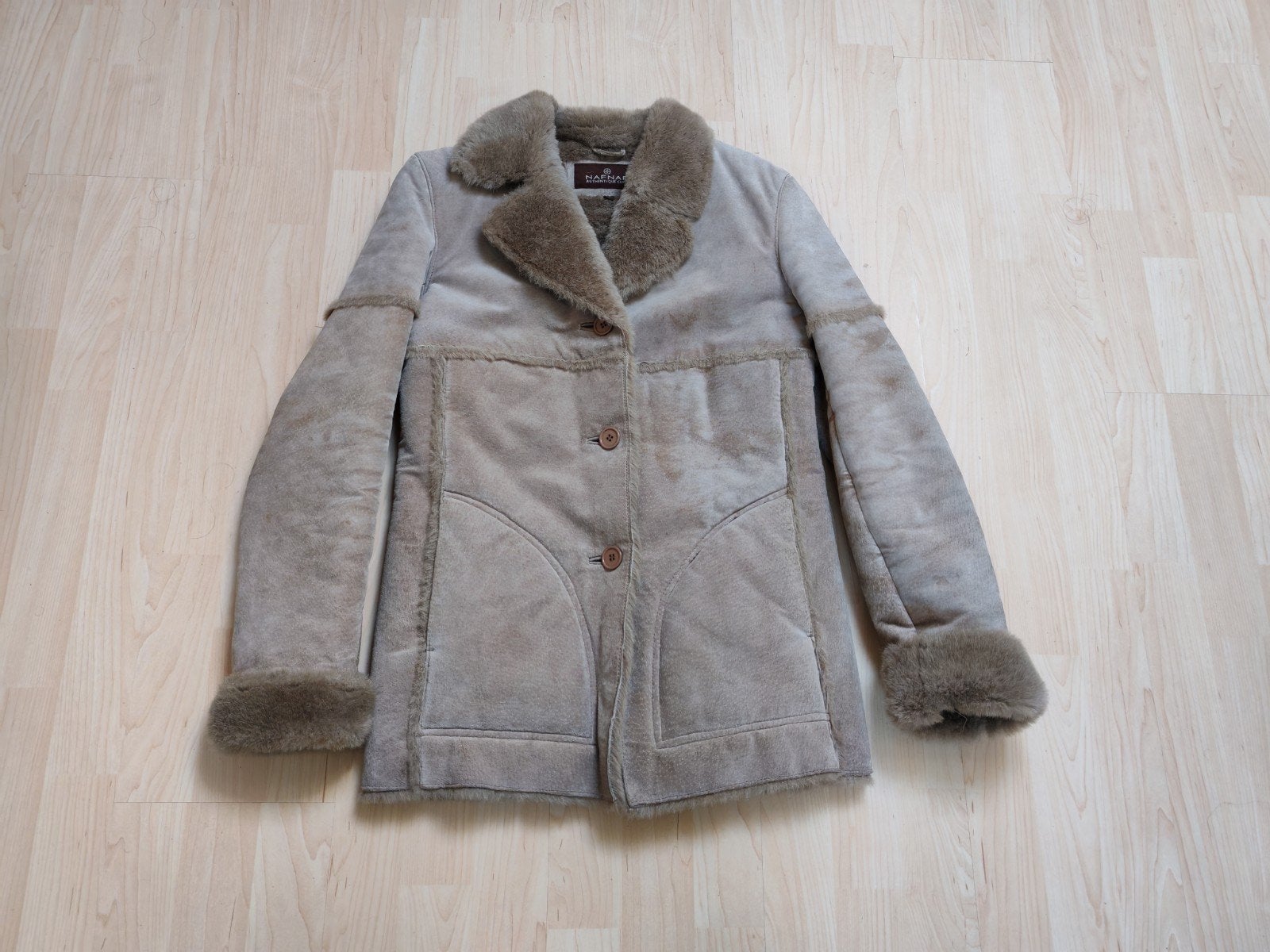 lammy coat van Naf Naf maat S, Maat 38/40 (M), Verzenden, Beige, Zo goed als nieuw