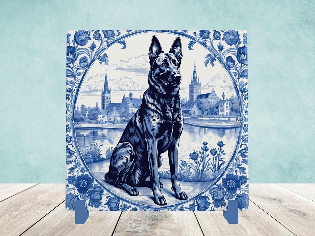 Hollandse Herder Delfts Blauwe tegel incl houder, Ophalen of Verzenden, Nieuw