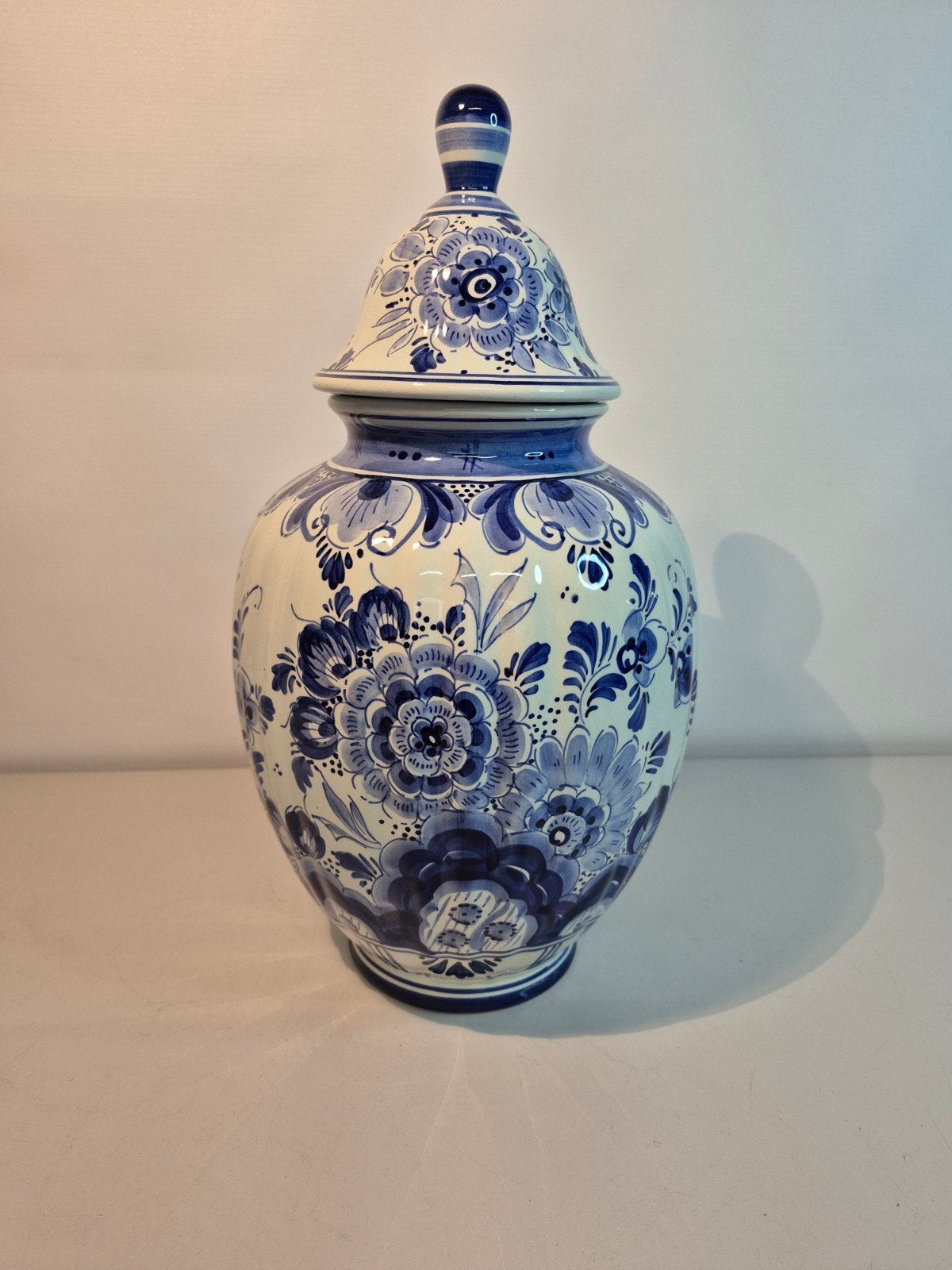 vintage delfts blauwe dekselvaas groot, Antiek en Kunst, Ophalen of Verzenden