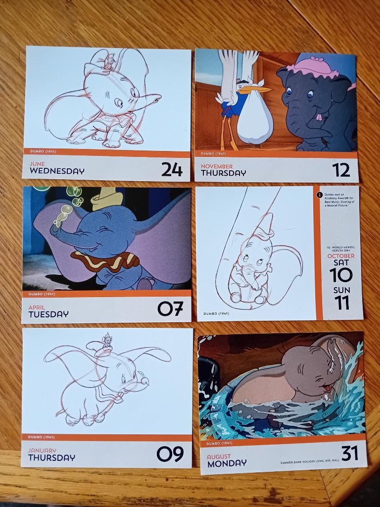 Disney kalenderblaadjes 2020 Dumbo - Dombo  13x11cm, Ophalen of Verzenden, Overige figuren, Zo goed als nieuw, Beeldje of Figuurtje