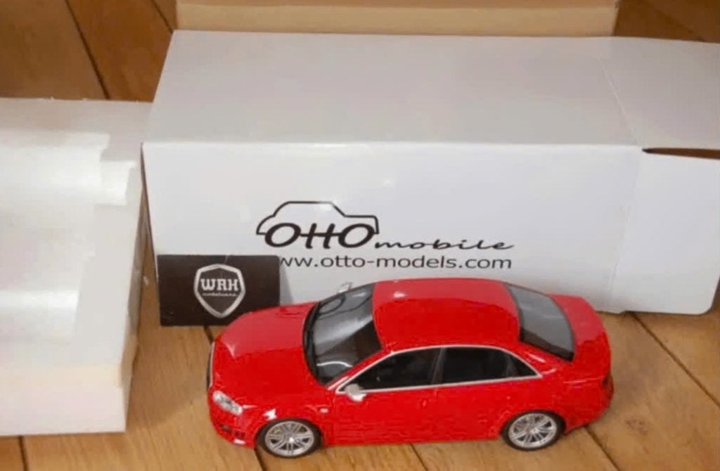 1:18 AUDI RS4 SEDAN B7 red Otto mobile OT400 in doos WRH, Verzenden, Zo goed als nieuw, Auto, OttOMobile