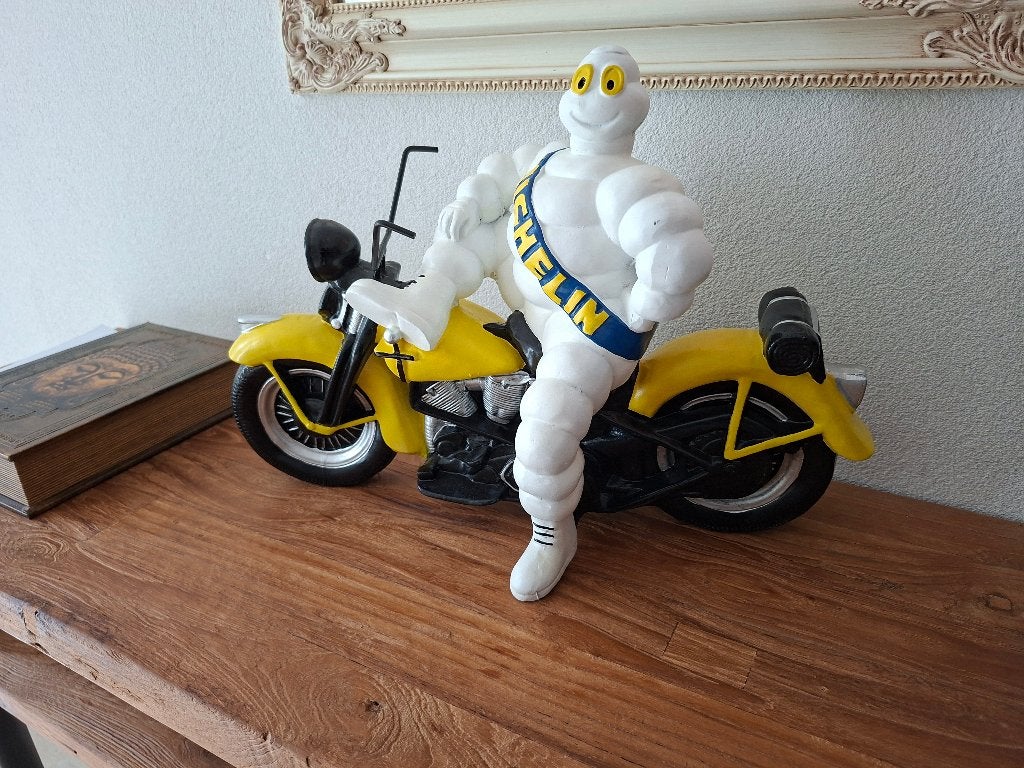 Michelin man op motor Michelin pop, Ophalen, Zo goed als nieuw, Reclamebord