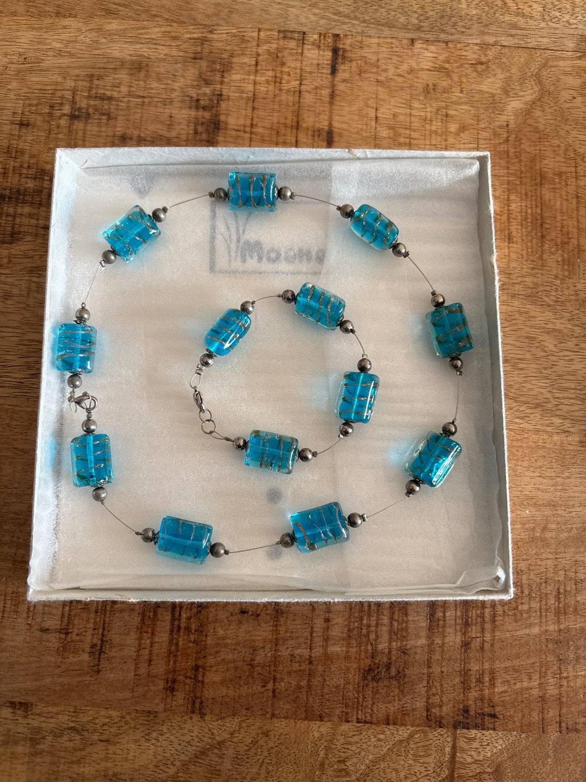 Moons Muranoglas Sieradenset (Ketting + Armband, Ophalen of Verzenden, Nieuw, Blauw, Overige materialen