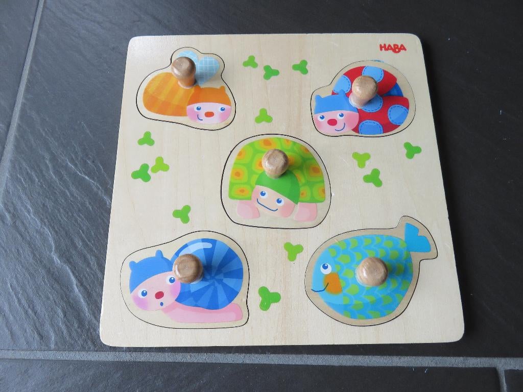 Houten knopjespuzzel 5 grove stukken, HABA, Ophalen of Verzenden, Zo goed als nieuw, Van hout, Minder dan 10 stukjes