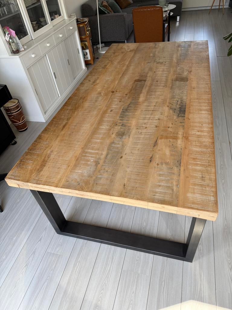 Mangohouten eettafel 200x100 cm - Eleonora, Huis en Inrichting, Ophalen, Gebruikt, 200 cm of meer, 50 tot 100 cm
