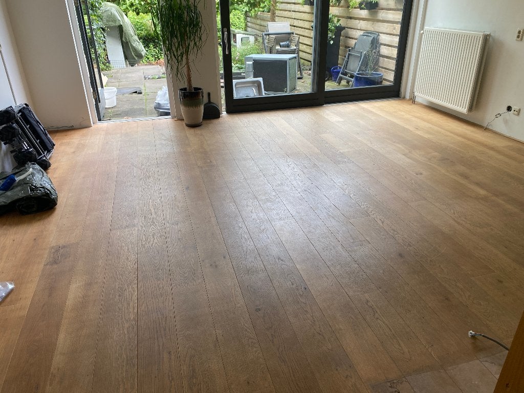 Houten vloer, parketvloer  30 m2, Doe-het-zelf en Verbouw, Ophalen, Gebruikt, 50 tot 150 cm, Vloerdelen of -planken