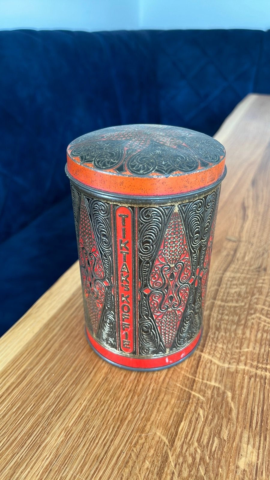TikTak’s koffieblik rood zwart 16,5cm hoog, 10cm doorsnee, Ophalen of Verzenden, Overige