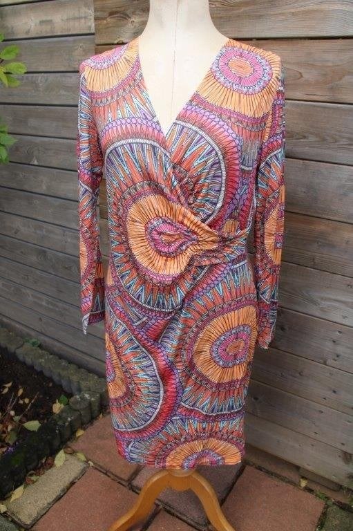 Overslagjurk oranje/ kleur Caroline Biss mt 42 Vaste prijs, Maat 42/44 (L), Oranje, Ophalen of Verzenden, Zo goed als nieuw