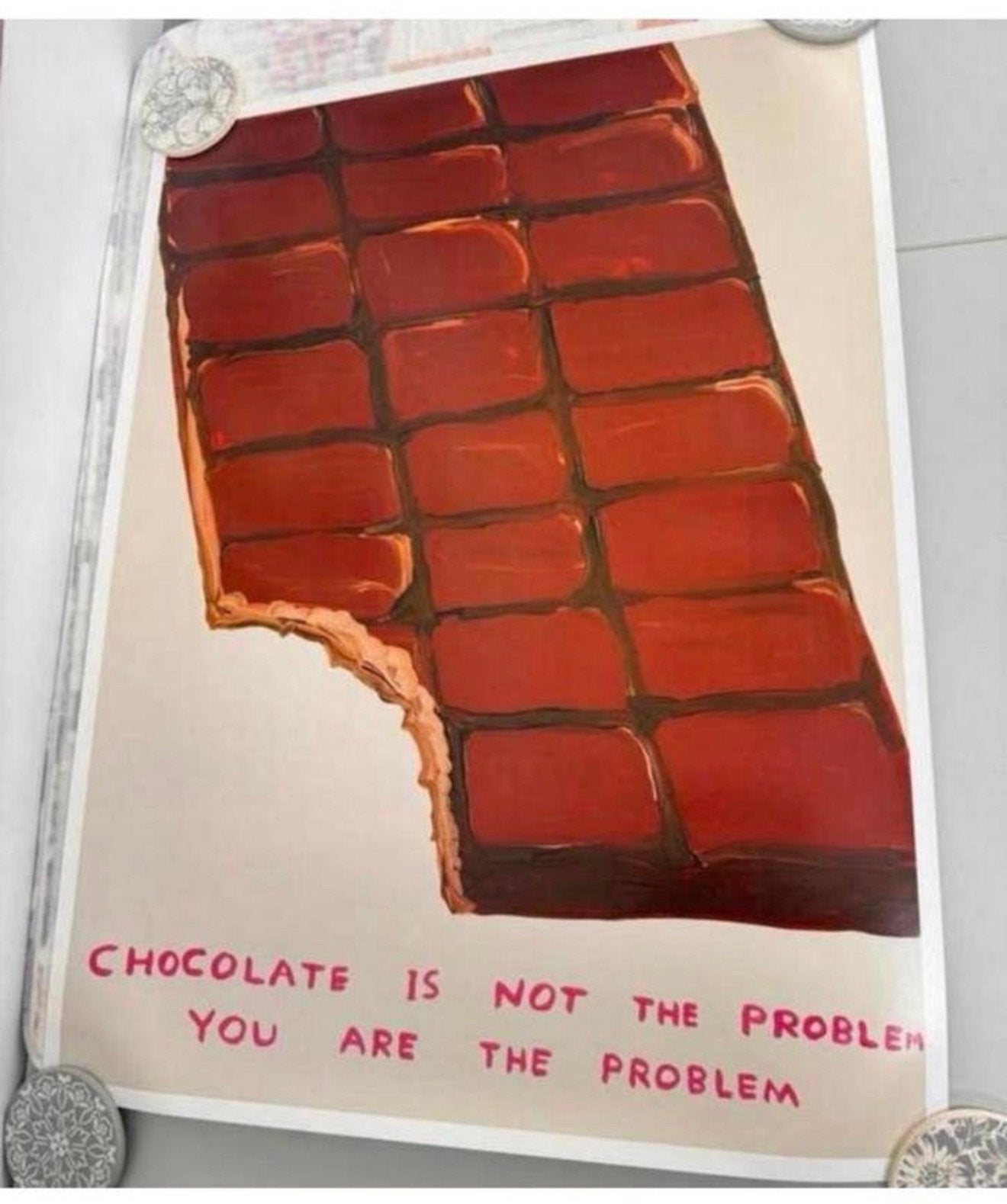 Kunstwerk - Chocolate is Not the Problem by David Shrigley, Ophalen of Verzenden