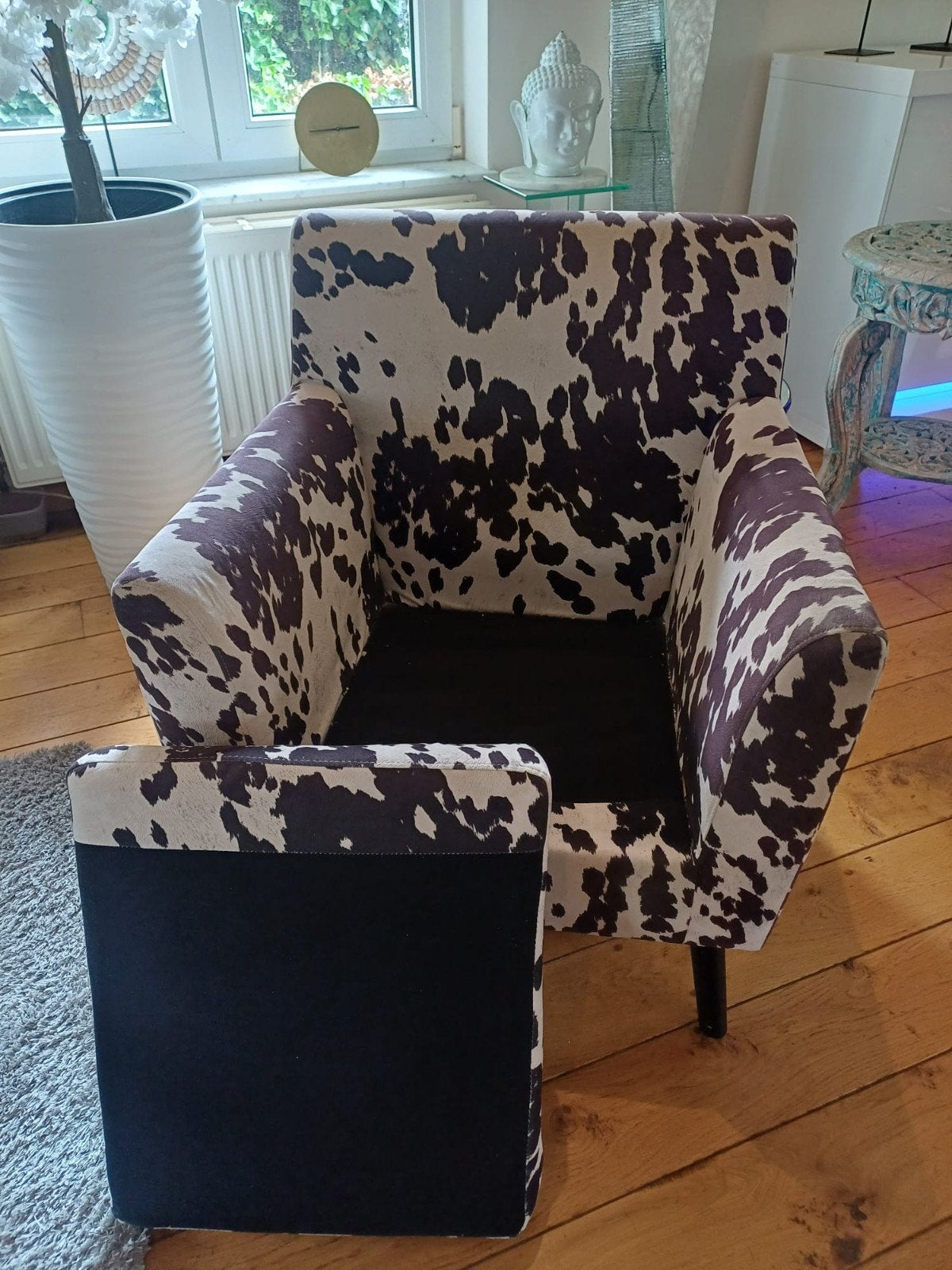 Unieke Koeienhuid Fauteuil, Ophalen, 75 tot 100 cm, Zo goed als nieuw, 50 tot 75 cm