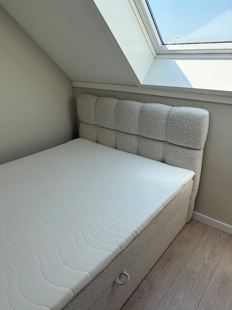Boxspring, Ophalen, Gebruikt, Beige, Tweepersoons