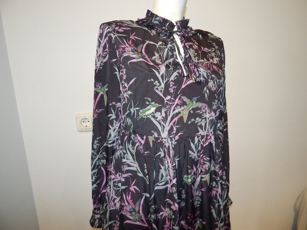 Ted Baker prachtige jurk blad vogel print mooie kleuren M, Maat 38/40 (M), Meerkleurig, Ophalen of Verzenden, Zo goed als nieuw