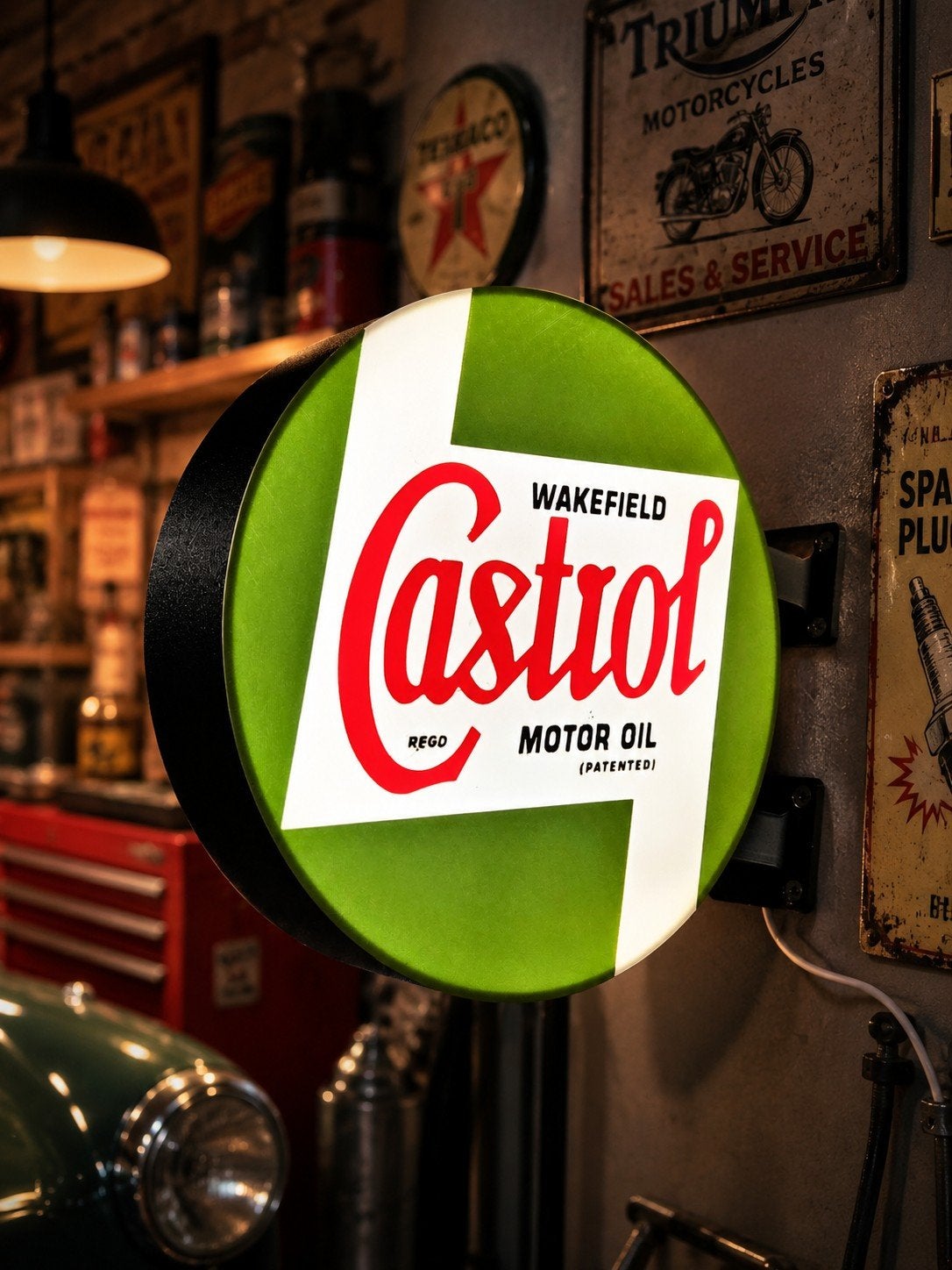Castrol Dubbelzijdige Lichtbak - Vintage Reclamebord, Verzamelen, Ophalen of Verzenden, Nieuw, Lichtbak of (neon) lamp