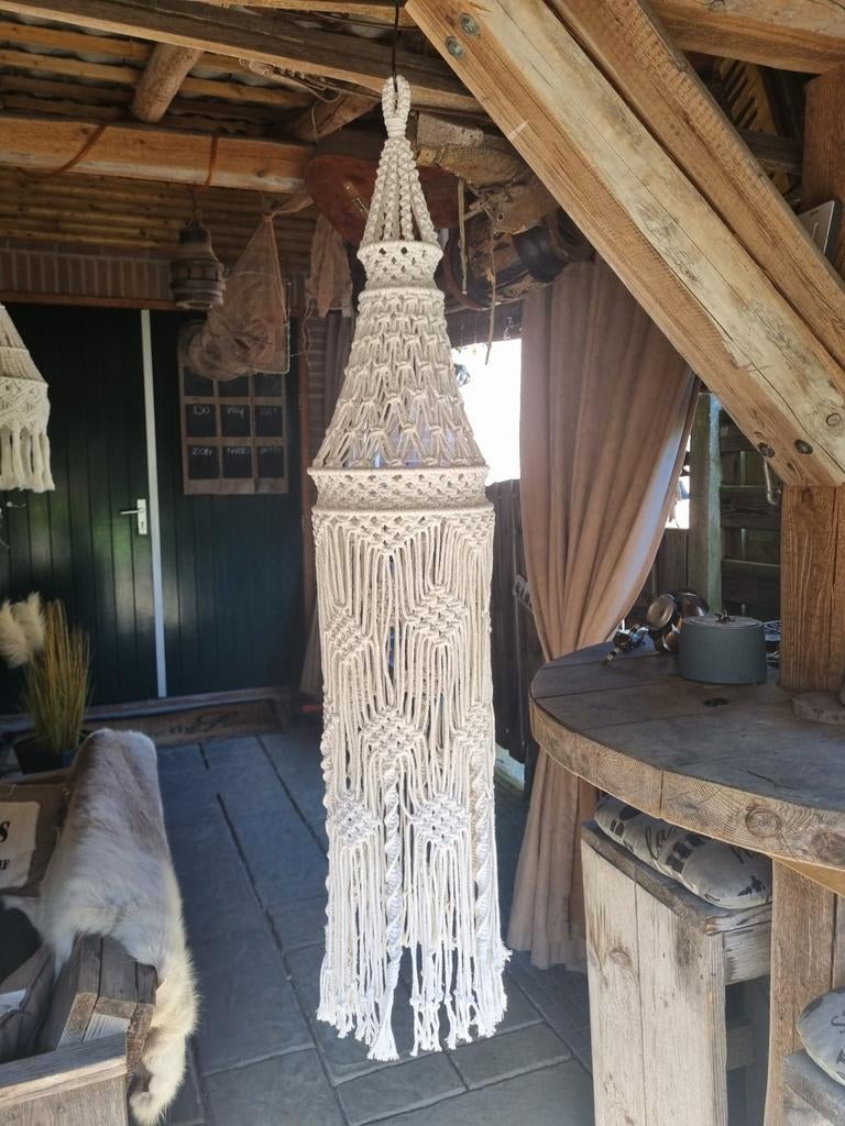 Handgemaakte Macramé Hanglamp - Ibiza Stijl, Ophalen of Verzenden, Nieuw, Boheems, Macramé, Handgemaakt