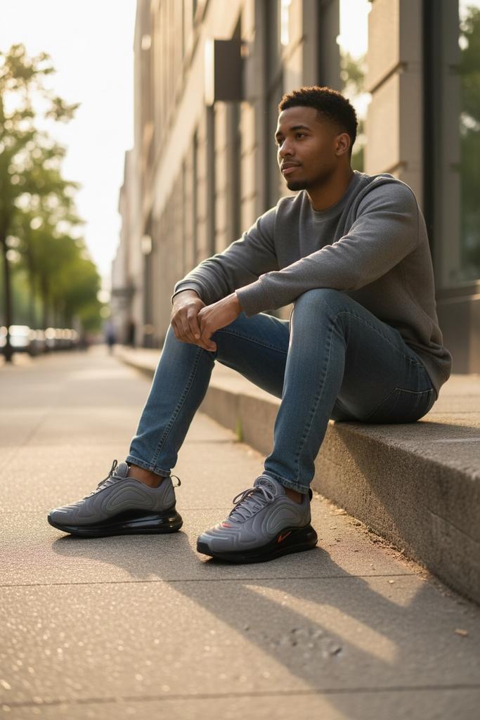 Nike Air Max 720 ‘Wolf Grey’ - Rare Techwear Sneakers, Ophalen of Verzenden, Gedragen, Overige kleuren, Sneakers of Gympen