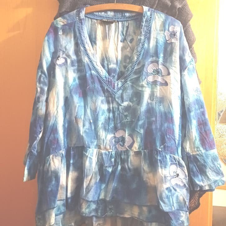 DIDI Tuniek/Blouse batik  Borduurwerk 42 44 xl  india katoen, Kleding | Dames, DIDI pretty different, Blauw, Maat 42/44 (L), Ophalen of Verzenden