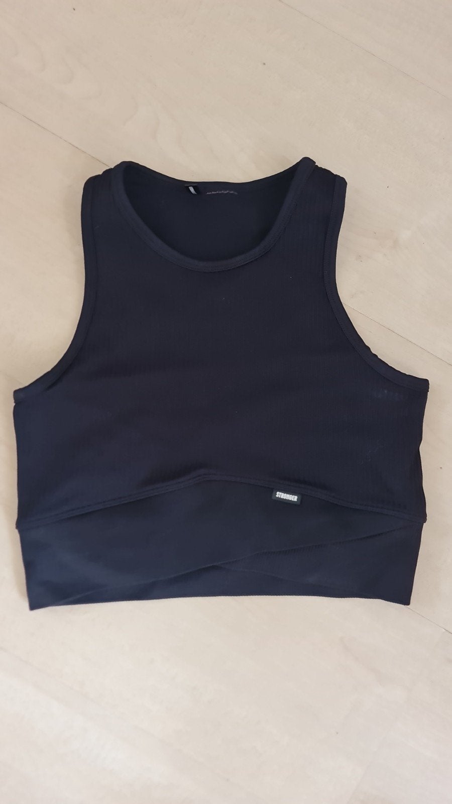 Stronger geribbelde zwarte sporttop - maat S, Kleding | Dames, Sportkleding, Zwart, Ophalen of Verzenden, Stronger, Fitness of Aerobics