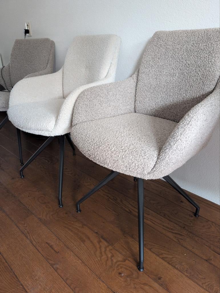 6x Haco eetkamerstoelen bouclé – zo goed als nieuw, Overige kleuren, Modern, Scandinavisch, Ophalen of Verzenden, Zo goed als nieuw