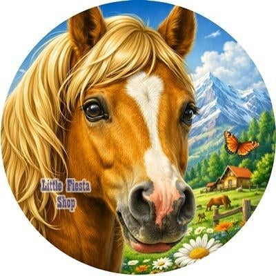 L2118 icing frosting paard 19cm eetbare taart plaat print, Ophalen of Verzenden, Nieuw, Taarten, Versiering