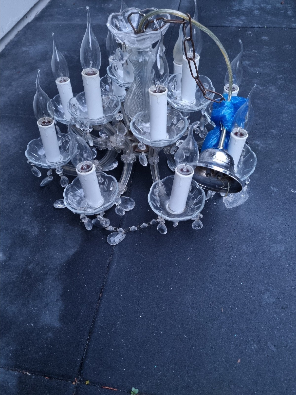 prachtige lamp 12 lampjes kristal is van glas, Ophalen, Glas
