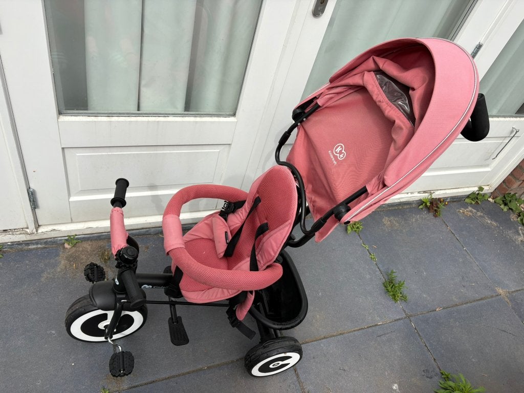 Kinderkraft driewieler roze met duwstang en verstelbare zit, Ophalen, Zo goed als nieuw, Trapvoertuig