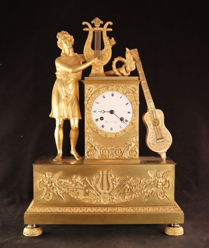 Antieke vergulde Franse pendule, Antiek en Kunst, Antiek | Klokken, Ophalen of Verzenden
