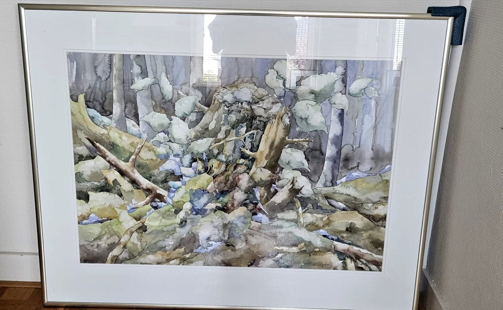 Grote Aquarel Wim Bijkerk (1938) - Boslandschap 100x70, Ophalen