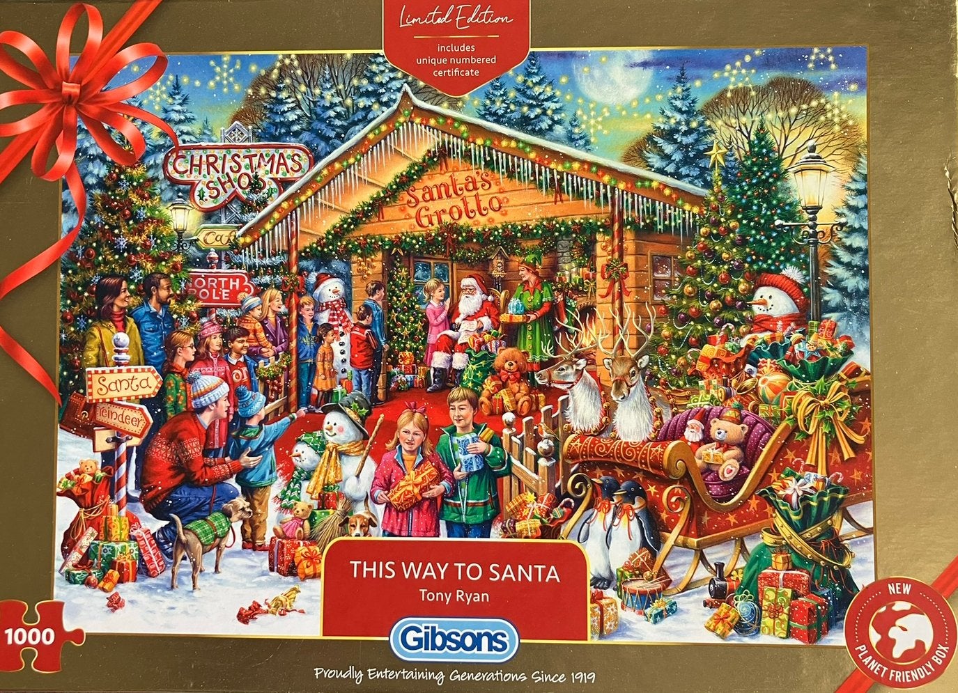 Gibsons Kerstpuzzel-This way to Santa-1000 stukjes-NIEUW, Ophalen of Verzenden, 500 t/m 1500 stukjes, Nieuw, Legpuzzel