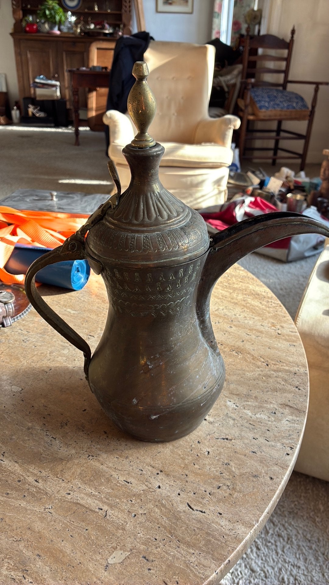 Vintage antieke Dallah Handgemaakte Messing Koffiepot, Ophalen of Verzenden