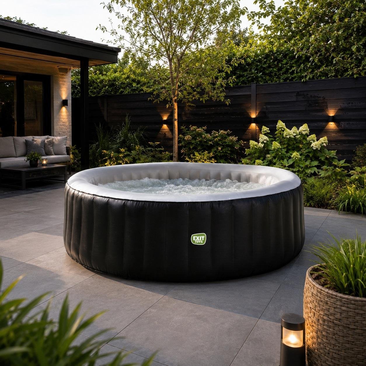 Exit Spa Opblaasbaar Jacuzzi 4 pers. 204cm Bubbelbad zwart, Ophalen of Verzenden, Zo goed als nieuw, Pomp