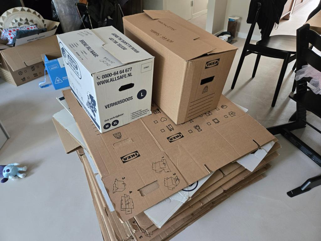 Verhuisdozen en IKEA dozen - Diverse maten, Doe-het-zelf en Verbouw, Kratten en Dozen, Ophalen, 40 tot 60 cm, 50 tot 75 cm, 35 tot 50 cm