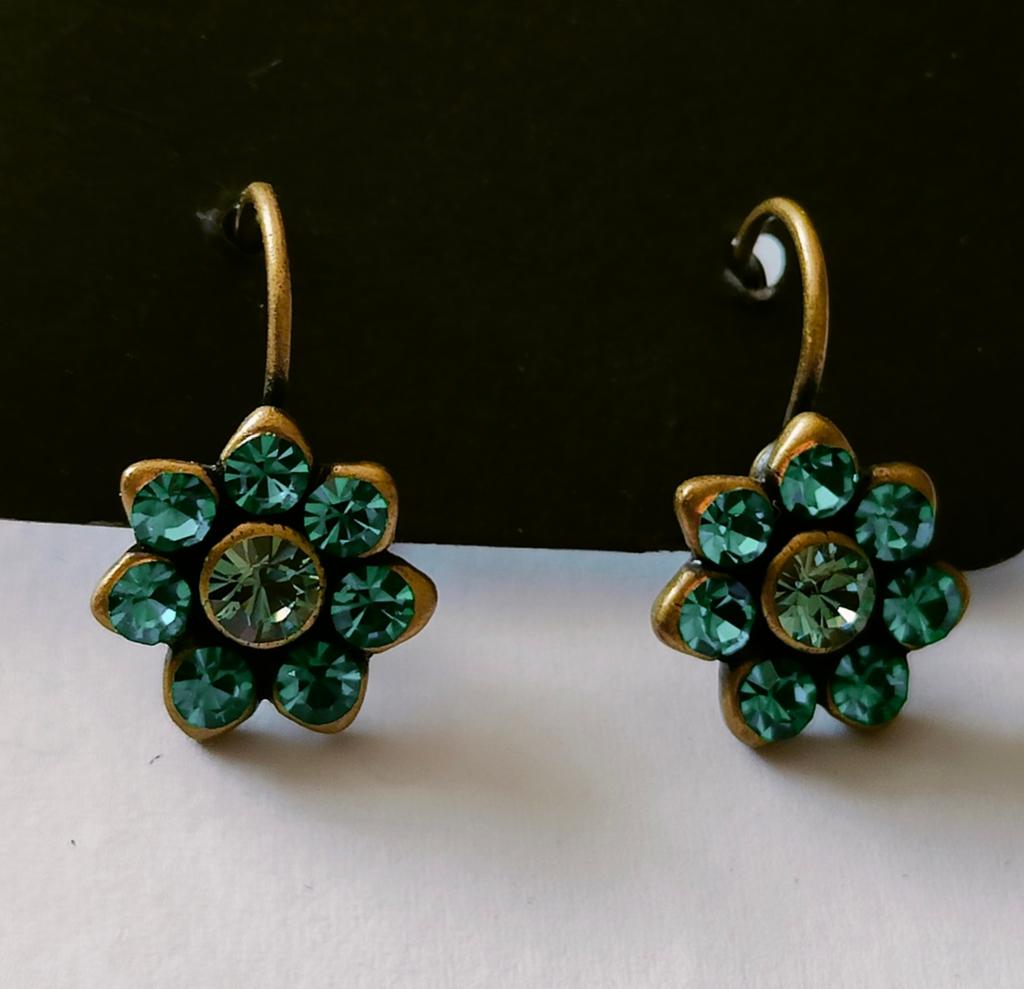 Clamps & clamps bloem strass turquoise oorbellen, Ophalen of Verzenden, Zo goed als nieuw, Blauw, Overige materialen
