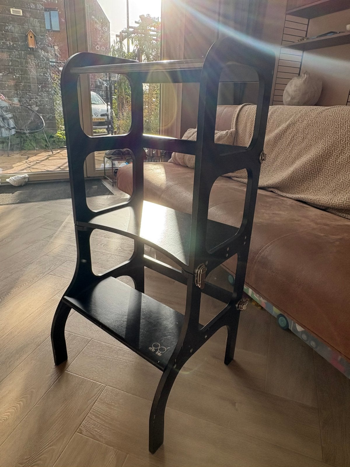 Zwarte Ette Tete Step 'n Sit leertoren ombouwbaar tot tafel, Ophalen, Gebruikt